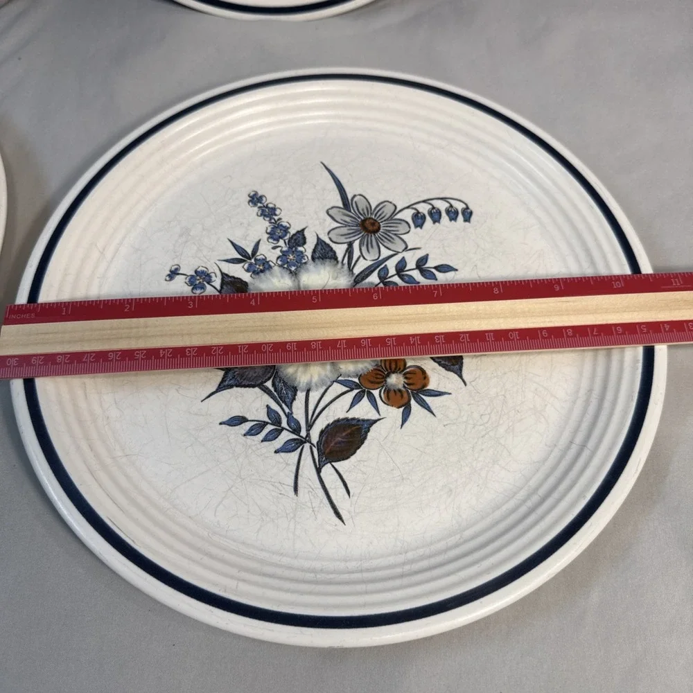 Vintage Town & Country Blue Ridge Stoneware Dinner Plates Set of 4 Japan